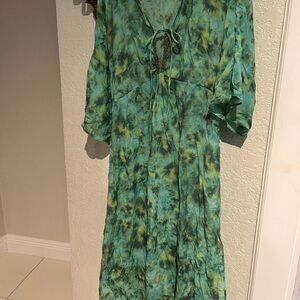 Zara Blue and Yellow Tie-Dye Top